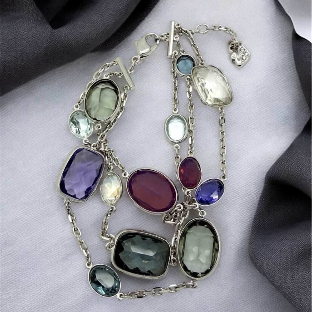 Swarovski Silver Bracelet with Multi-Colored Stones - Picture 2 of 3